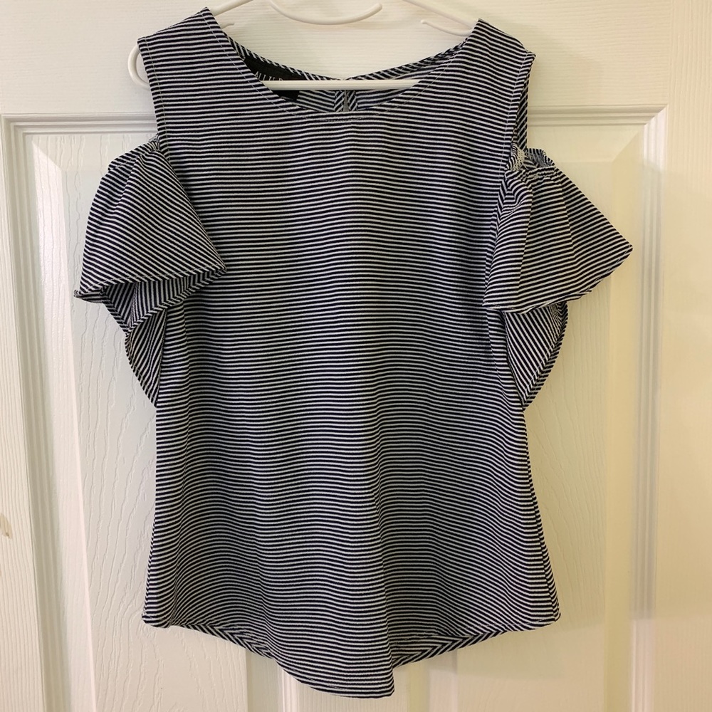 ALLY B. GIRL'S BLOUSE, BLACK/WHITE,M